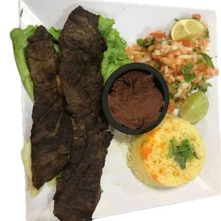 Carne Azada Arroz/frij/chimol