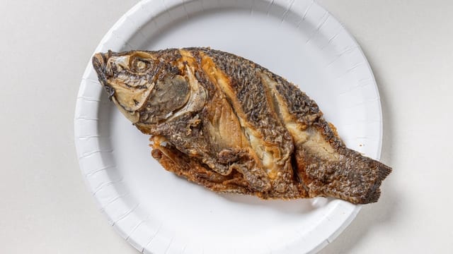 Mojarra Frita Con Casamiento Y Ensalada.